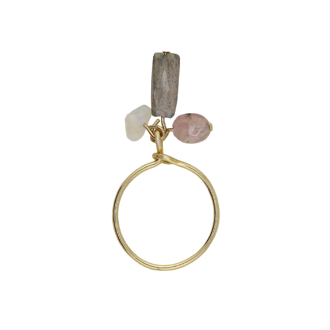Labradorite, Tourmaline, & Clear Quartz Charm Ring