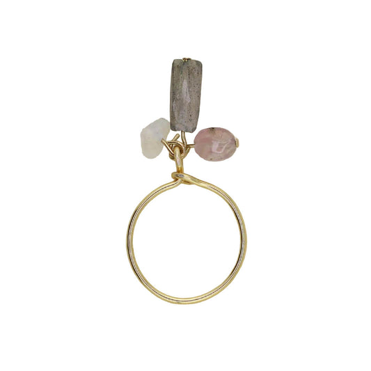 Labradorite, Tourmaline, & Clear Quartz Charm Ring