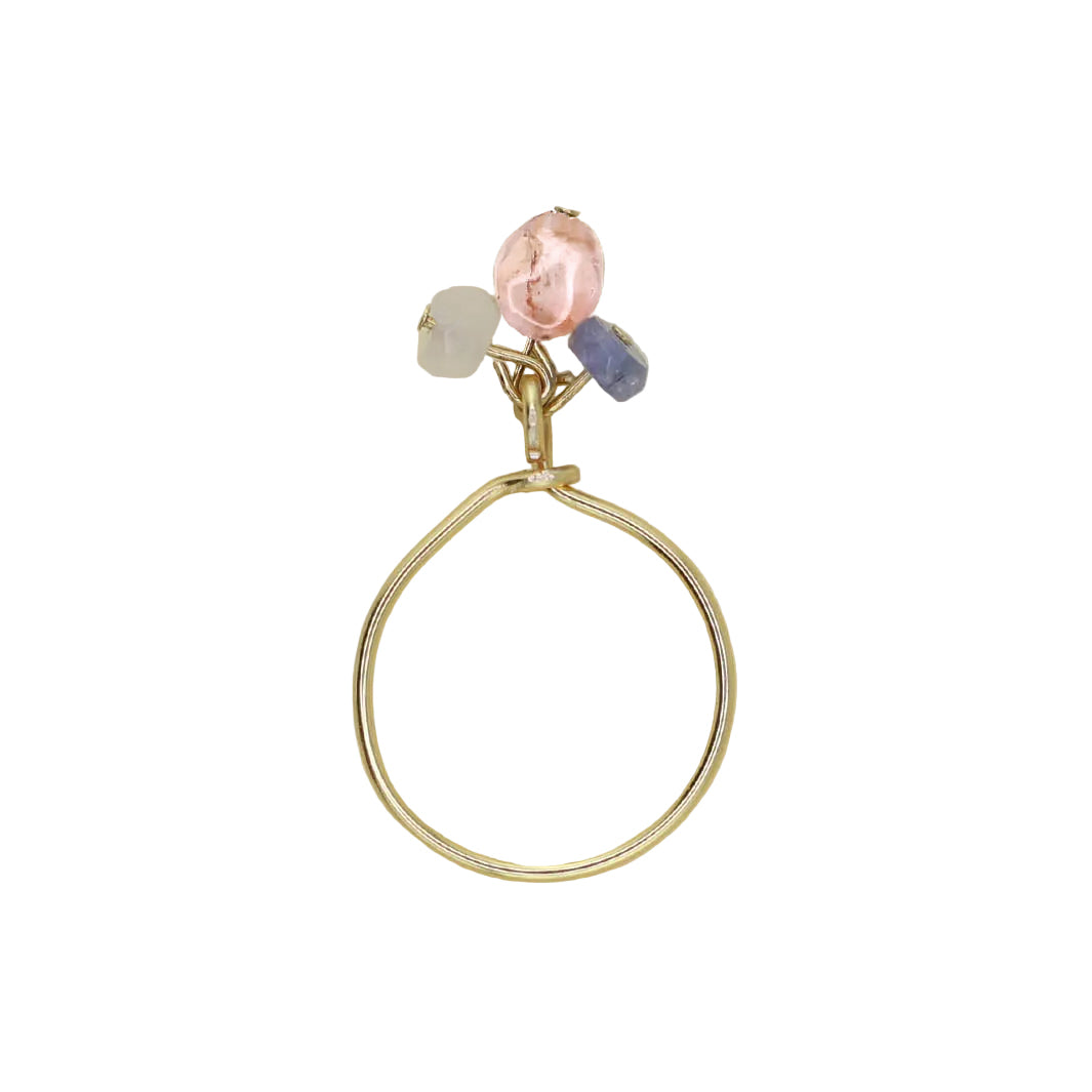 Tourmaline, Tanzanite, and Morganite Charm Ring