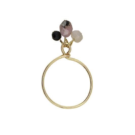 Tourmaline, Moonstone, and Onyx Charm Ring
