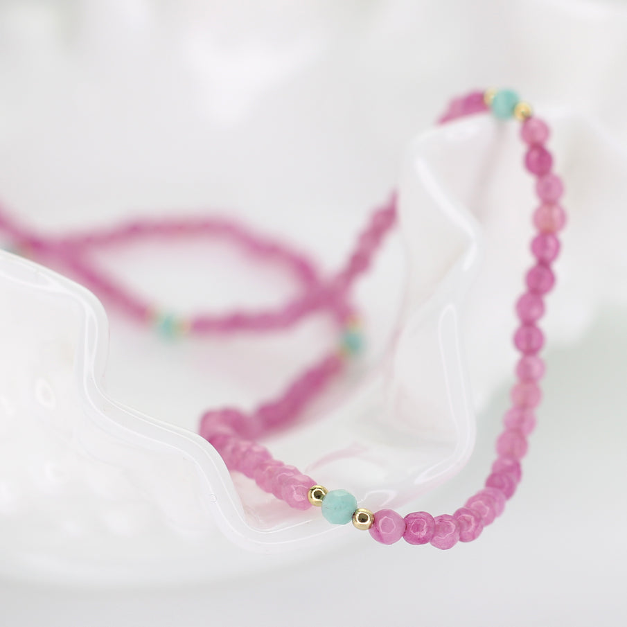 Pink Agate and Amazonite Necklace