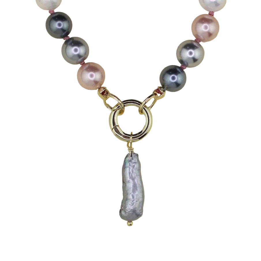 Shell Pearl Necklace with Pearl Pendant