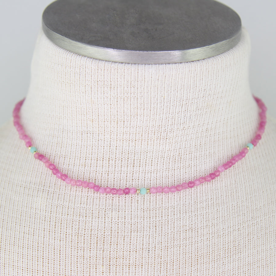 Pink Agate and Amazonite Necklace