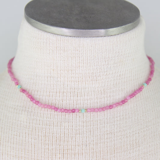 Pink Agate and Amazonite Necklace