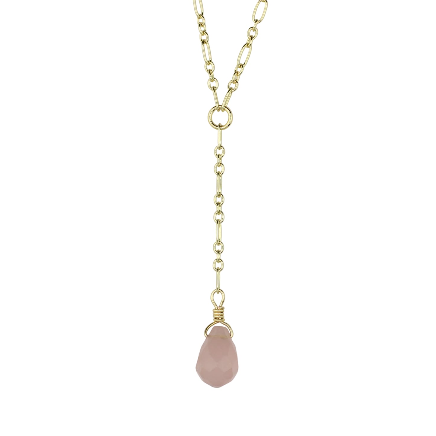 Rose Quartz Teardrop on Chain Necklace