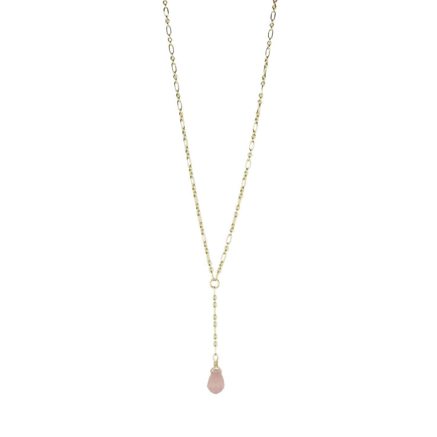 Rose Quartz Teardrop on Chain Necklace