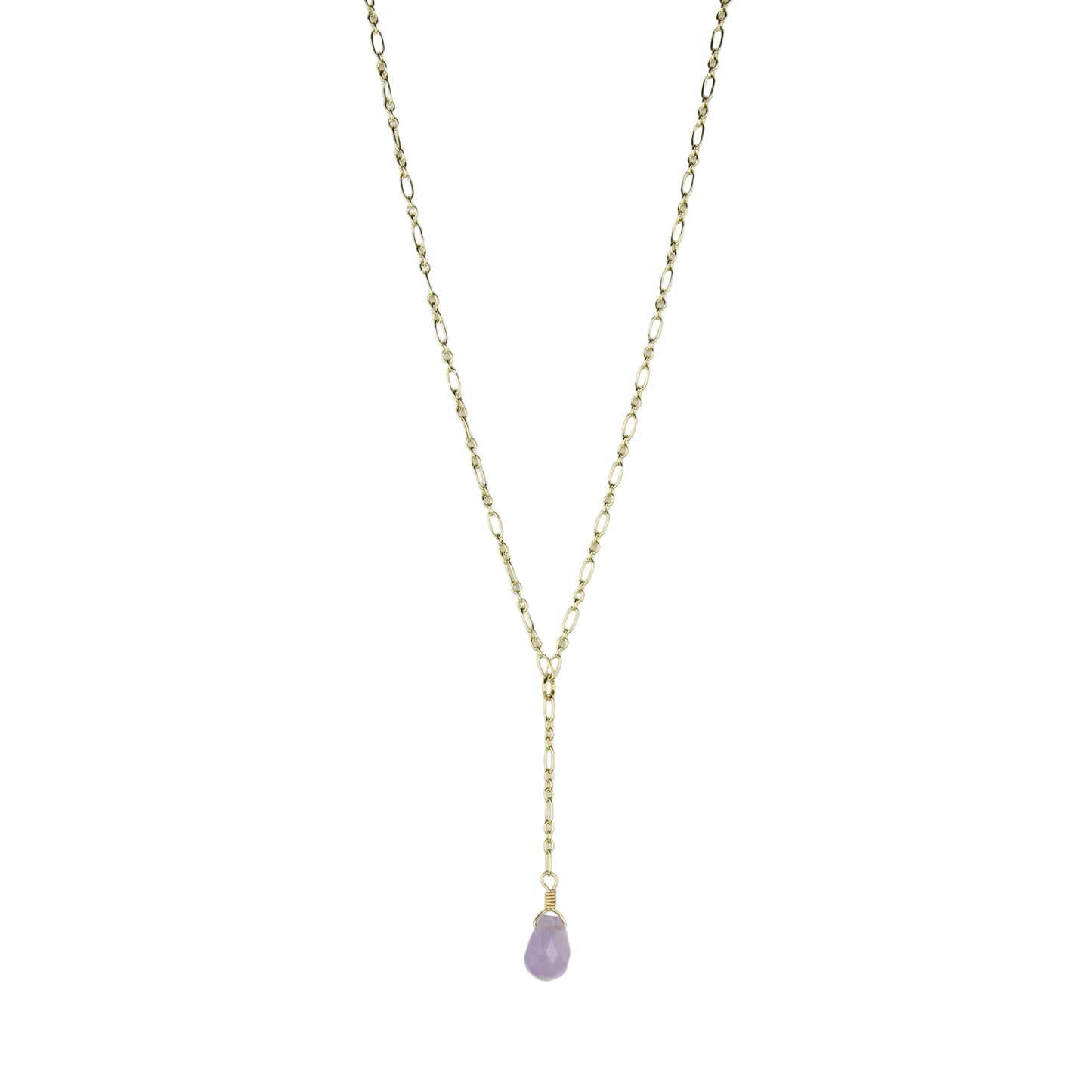 Lavender Quartz Teardrop on Chain Necklace