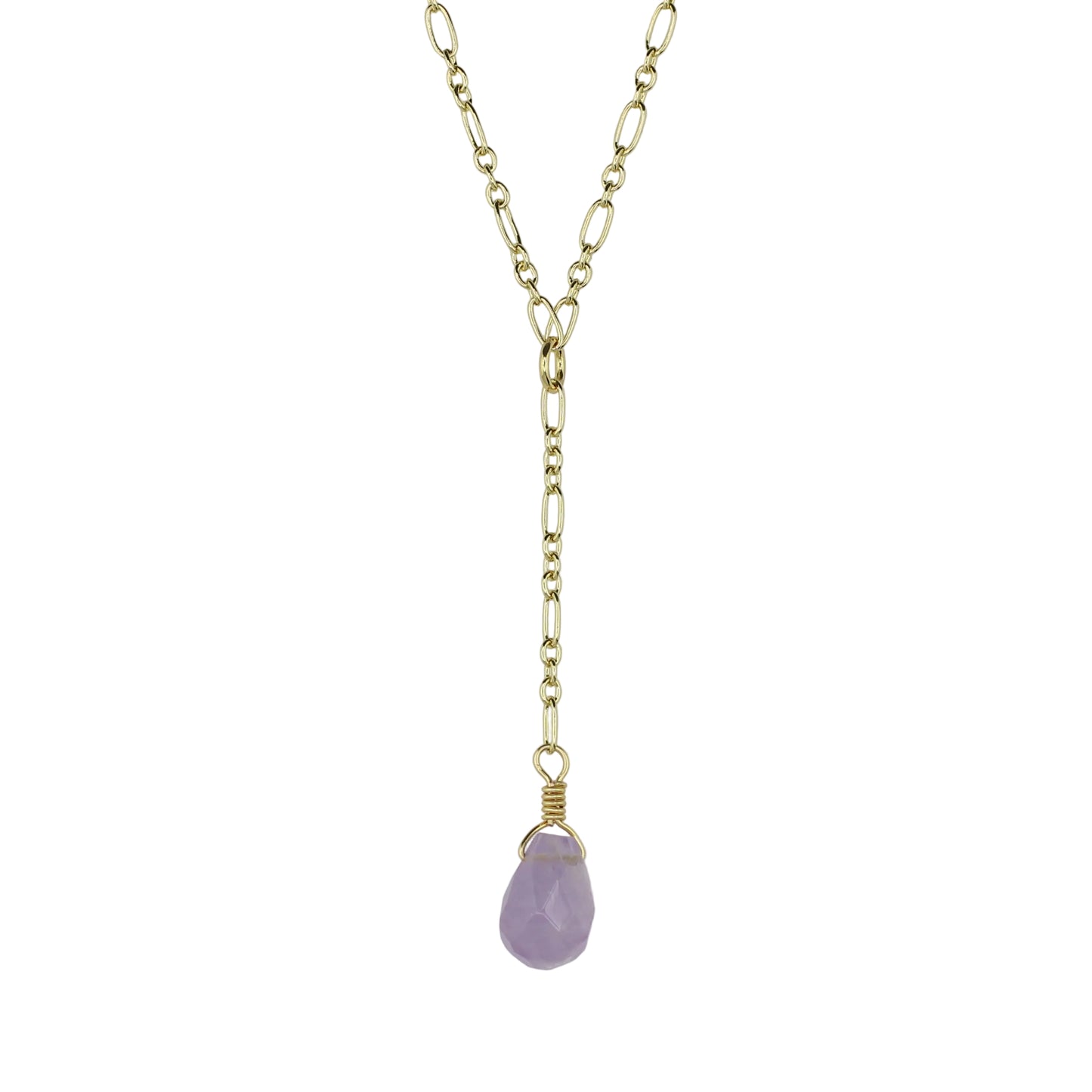 Lavender Quartz Teardrop on Chain Necklace