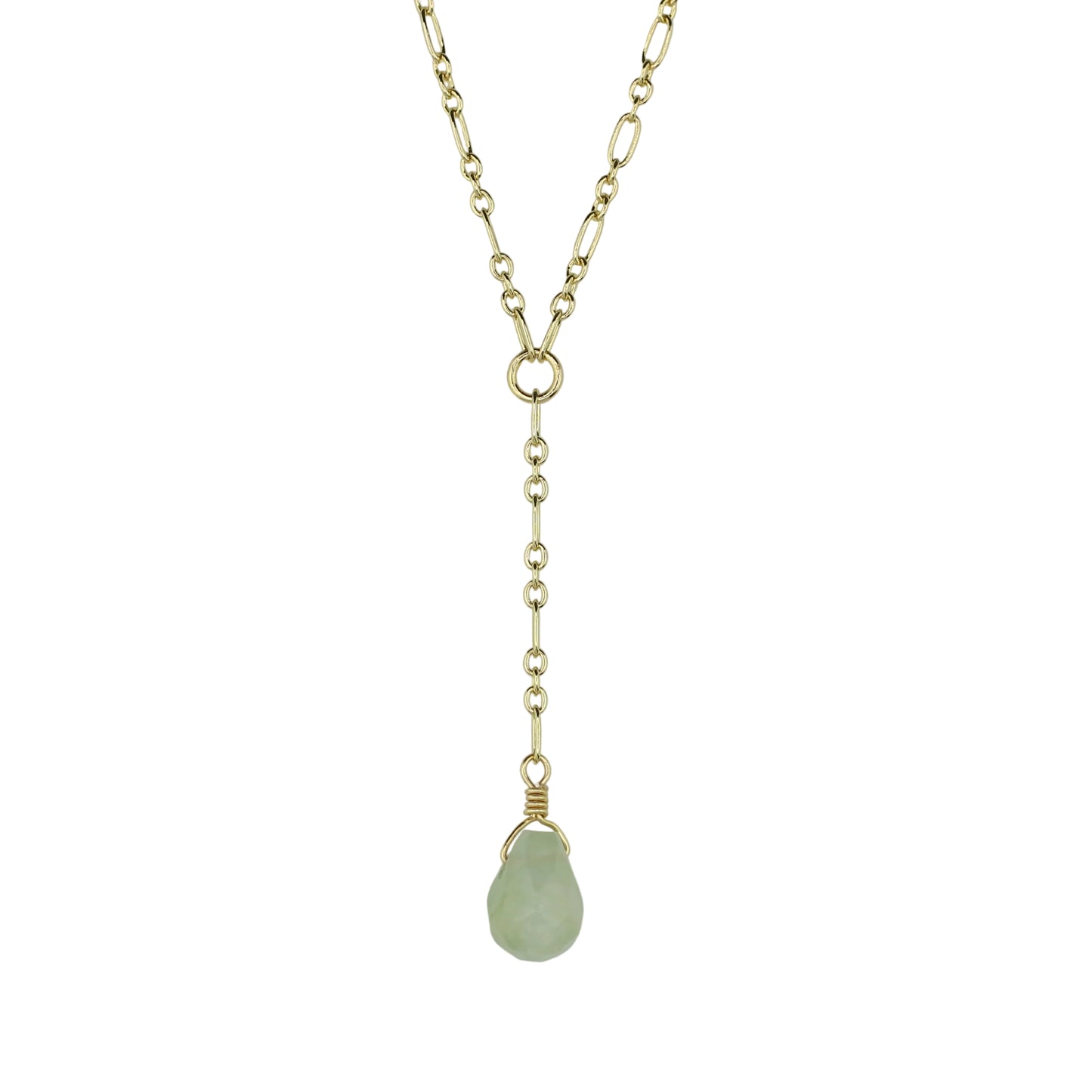 Prasiolite Teardrop on Chain Necklace
