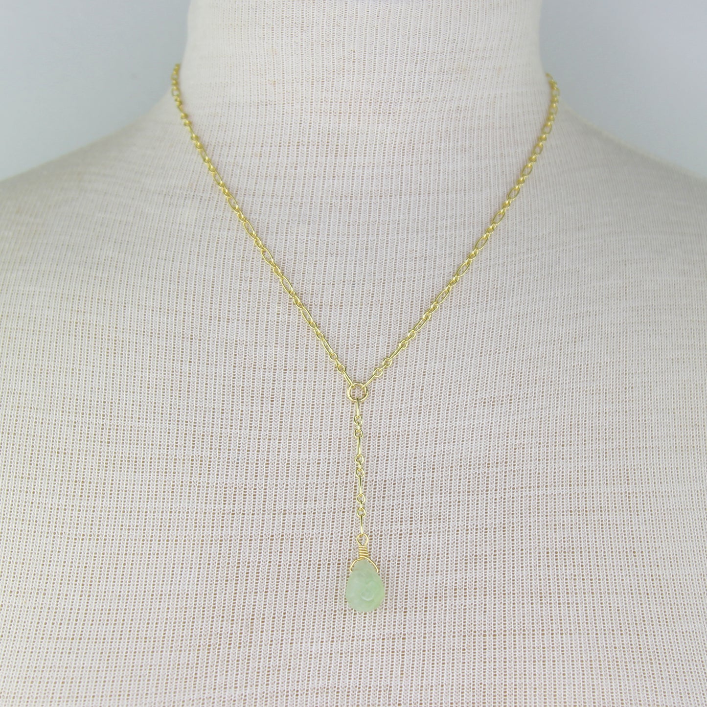 Prasiolite Teardrop on Chain Necklace