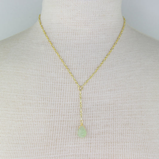 Prasiolite Teardrop on Chain Necklace