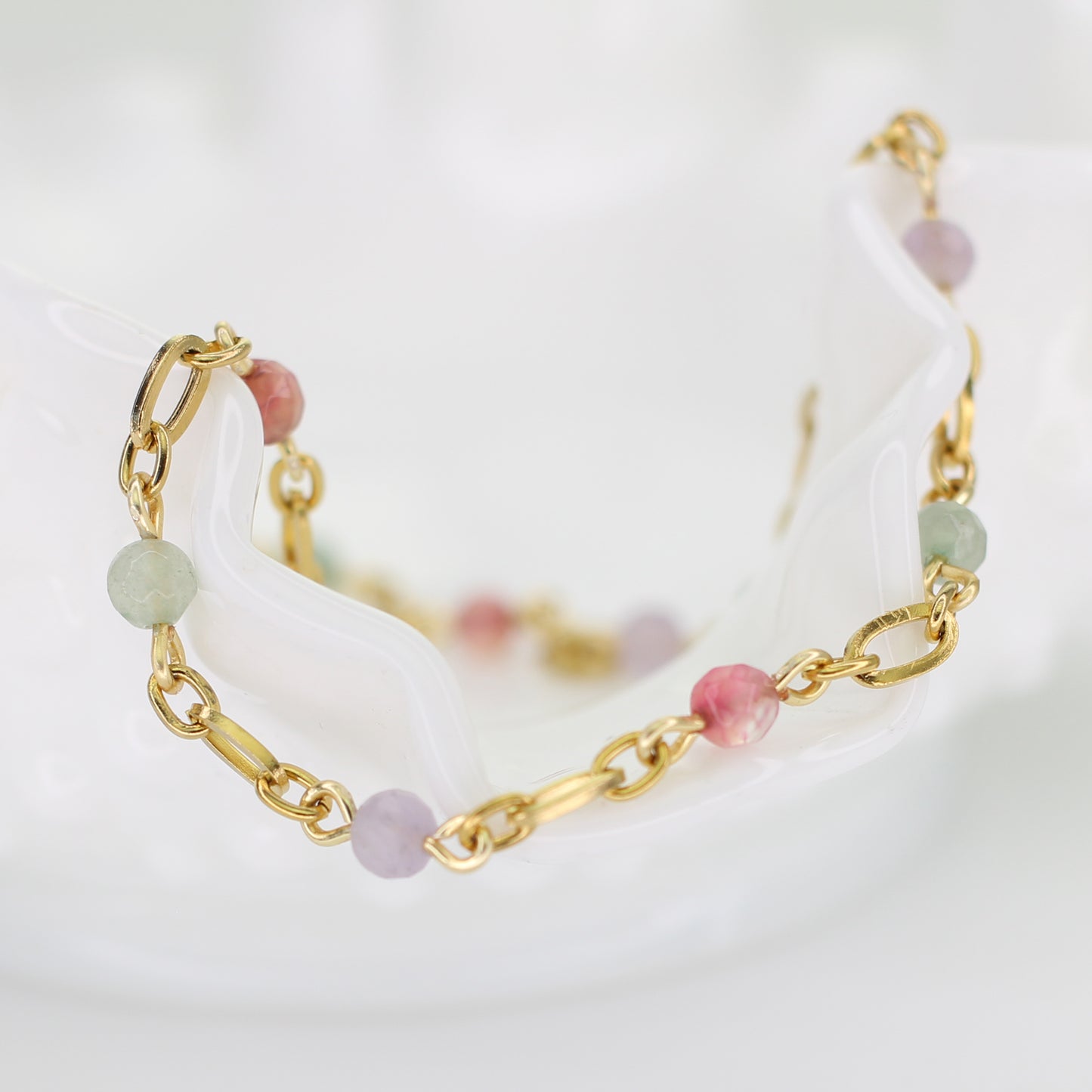 Amethyst, Agate, and Aventurine on Chain Necklace