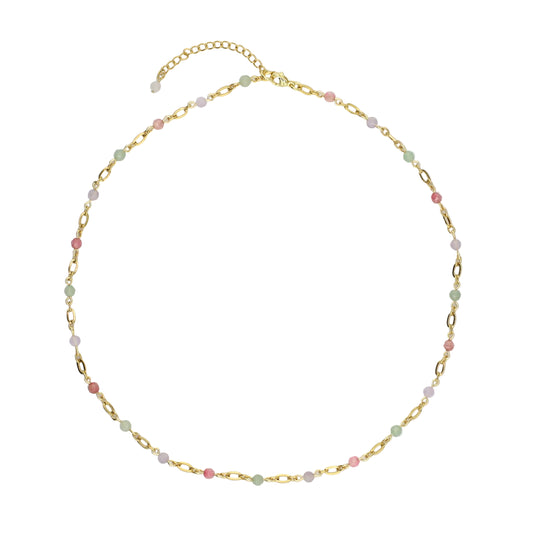 Amethyst, Agate, and Aventurine on Chain Necklace