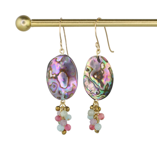 Abalone and Gemstone Cluster Earrings