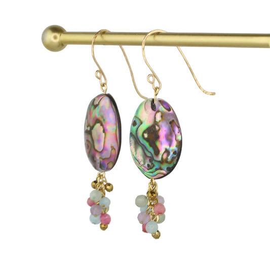 Abalone and Gemstone Cluster Earrings