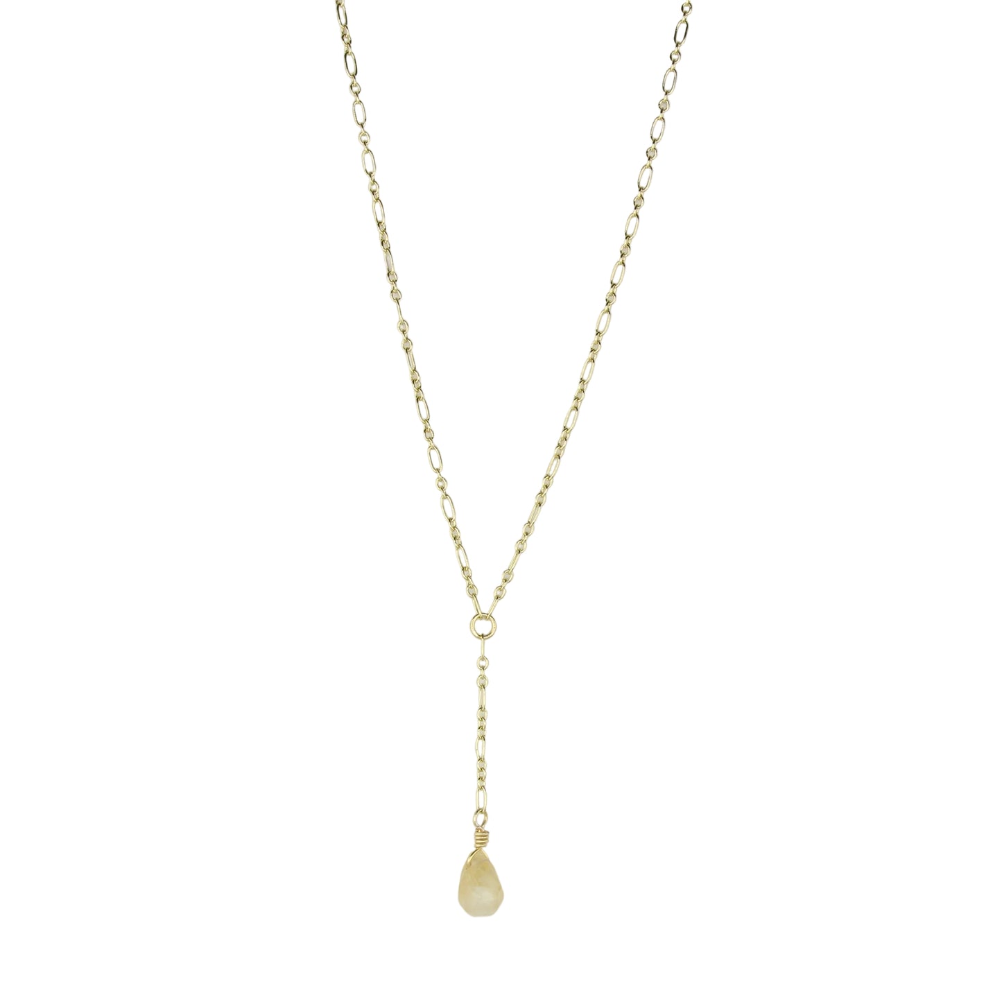 Honey Quartz Teardrop on Chain Necklace