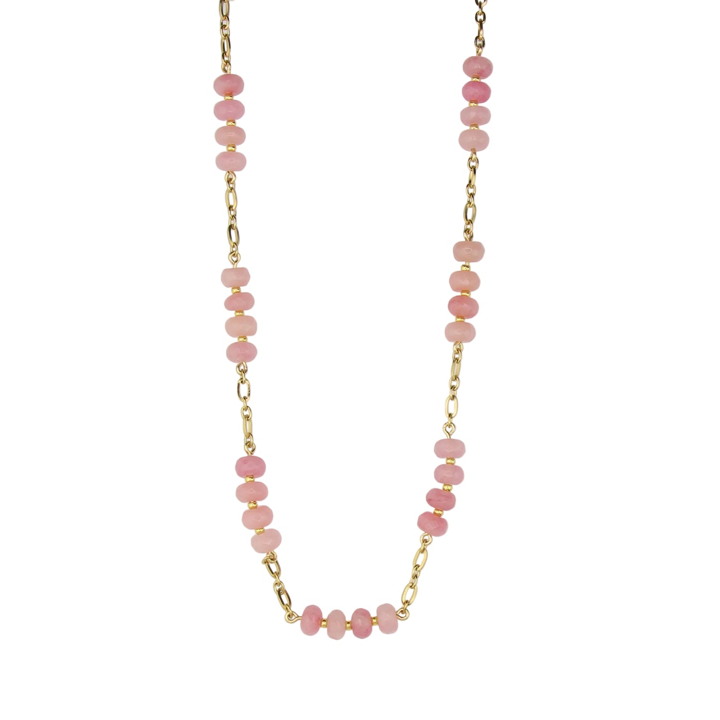 Pink Jade and Chain Necklace
