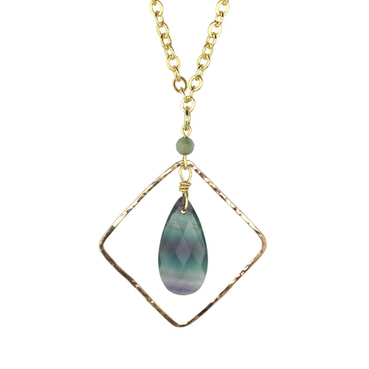 Fluorite on Chain Pendant Necklace