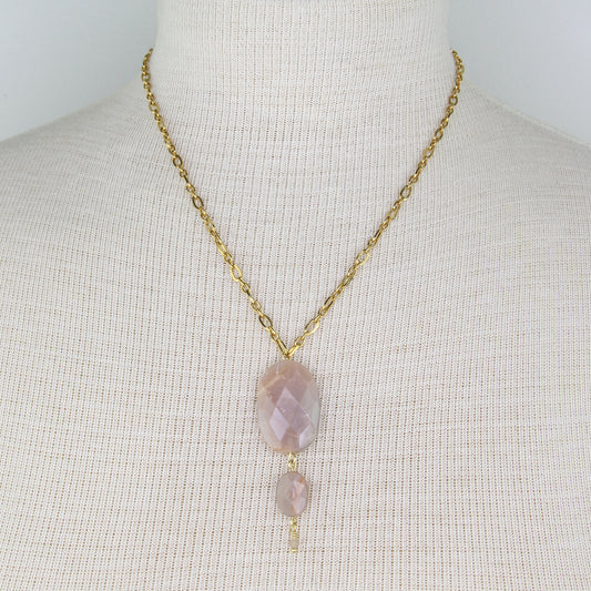 Moonstone on Chain Necklace - Triple Stone