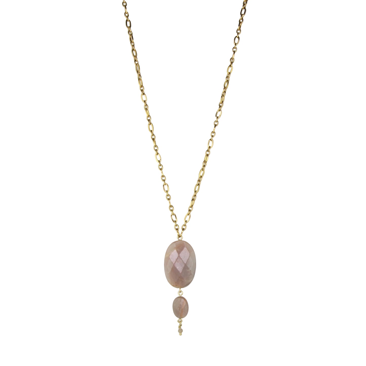 Moonstone on Chain Necklace - Triple Stone