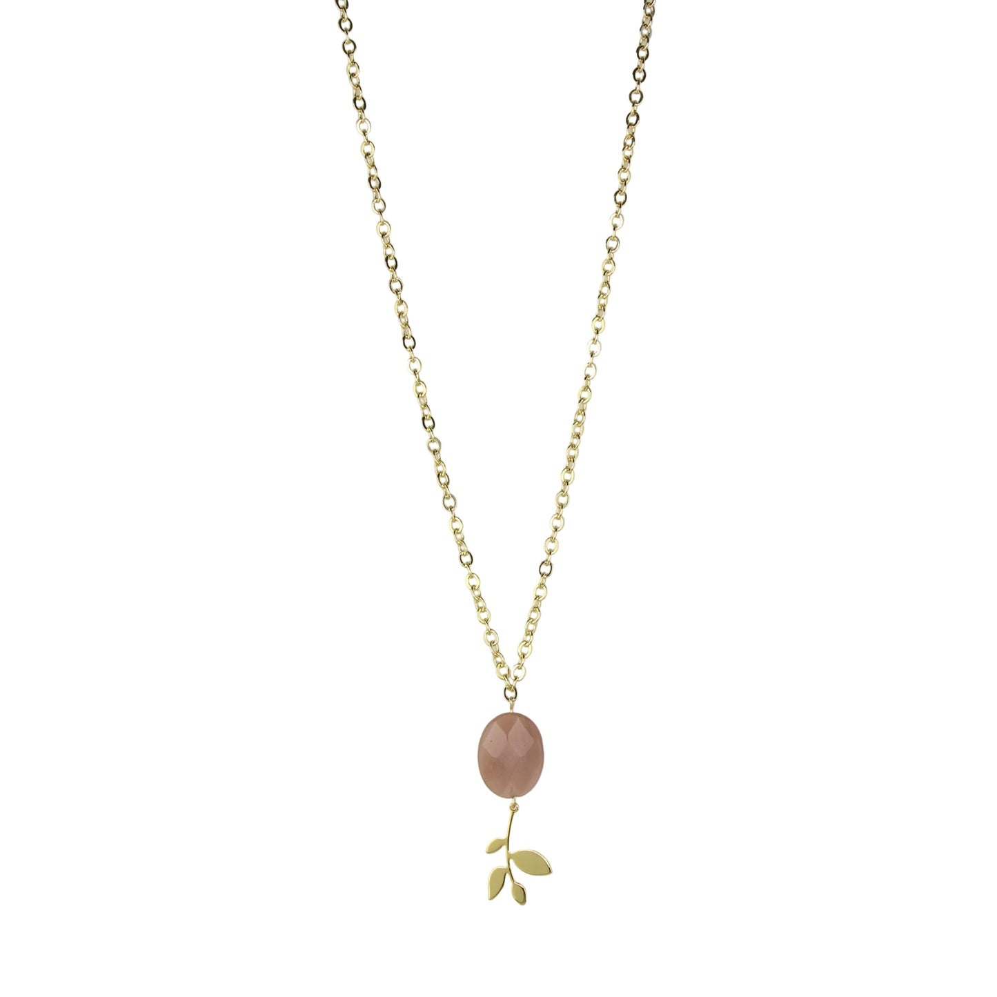 Moonstone on Chain Necklace - Polished Leaf