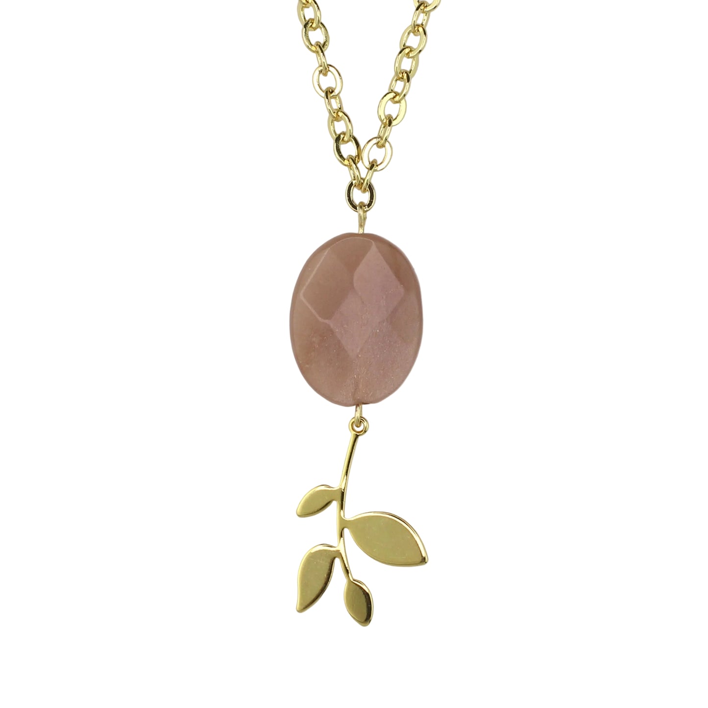 Moonstone on Chain Necklace - Polished Leaf