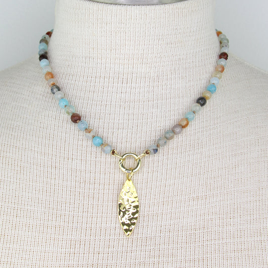 Blue and Brown Agate Necklace