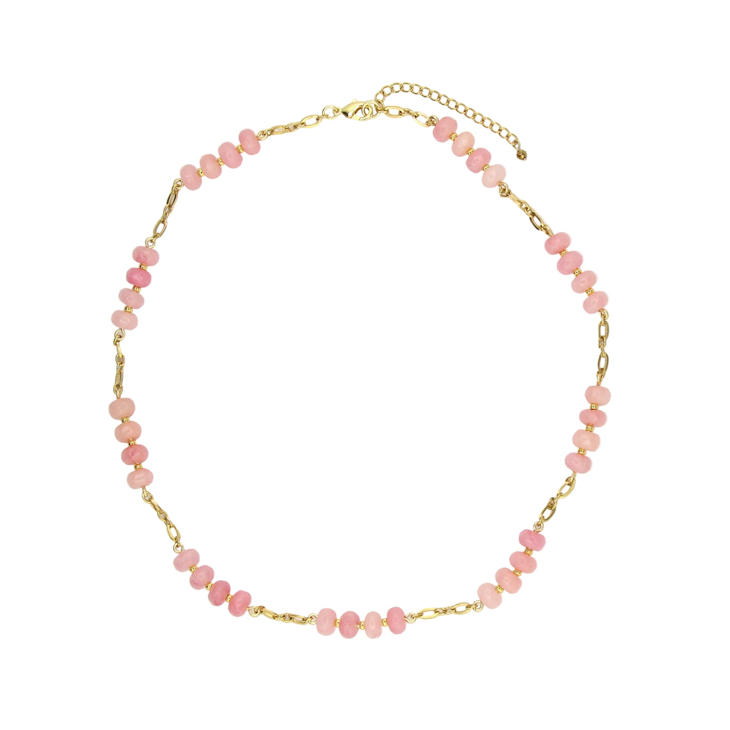 Pink Jade and Chain Necklace