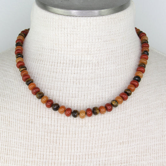 Tiger's Eye, Aventurine, and Red Jasper Necklace
