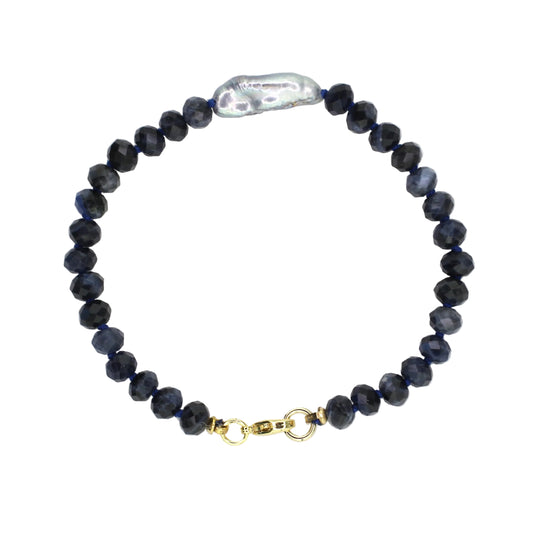 Sodalite and Freshwater Pearl Bracelet