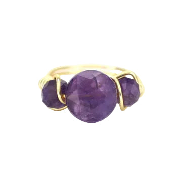 Amethyst Triple Stone Ring