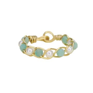 Amazonite and South Sea Pearl Dainty Stacking Ring