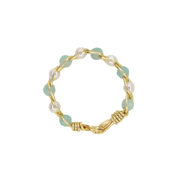 Amazonite and South Sea Pearl Dainty Stacking Ring