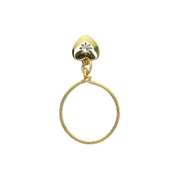 Heart Charm Ring with CZ