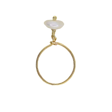 Freshwater Pearl Charm Ring - White Button