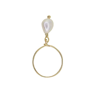 Freshwater Pearl Charm Ring - White Teardrop