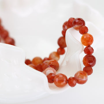 Red Sardonyx and Carnelian Necklace with Cherry Blossom Agate Pendant