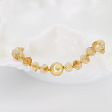 Citrine and Freshwater Pearl Bracelet