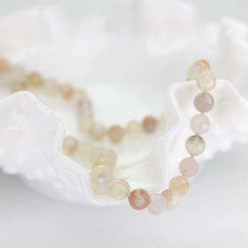 Cherry Blossom Agate and Clear Quartz Heart Necklace
