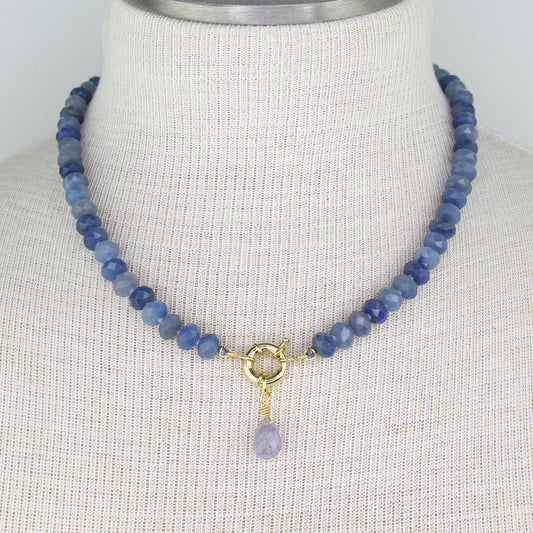 Blue Aventurine Necklace with Blue Quartz Pendant