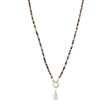 Tourmaline Wrap Necklace with Rose Quartz Pendant