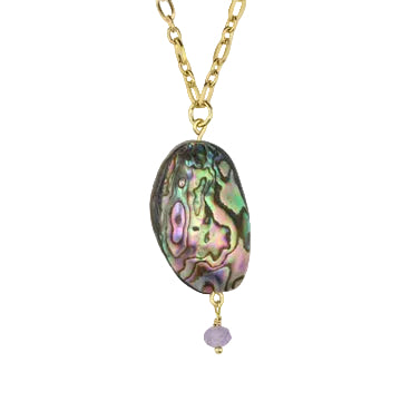 Abalone Shell Pendant on Chain Necklace