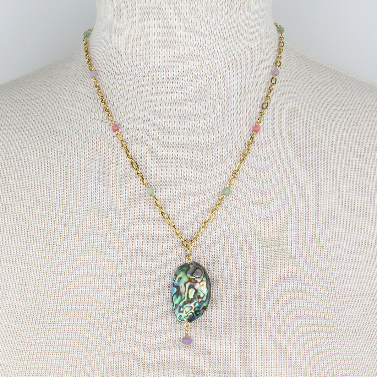 Abalone Shell Pendant on Chain Necklace