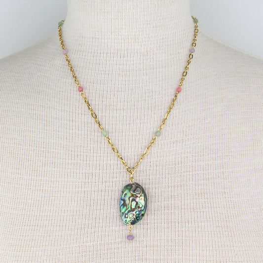 Abalone Shell Pendant on Chain Necklace