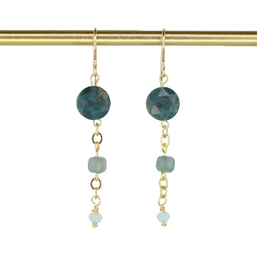 Ocean Jasper, Tourmaline, and Blue Jade Earrings