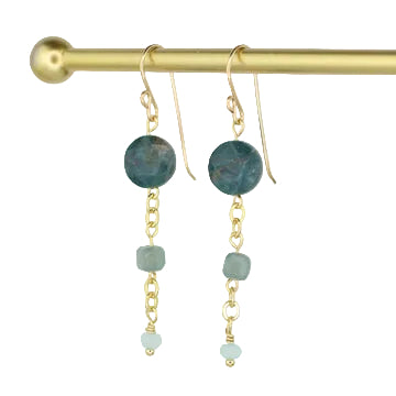 Ocean Jasper, Tourmaline, and Blue Jade Earrings