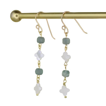 Mother of Pearl and Tourmaline Earrings - Aqua