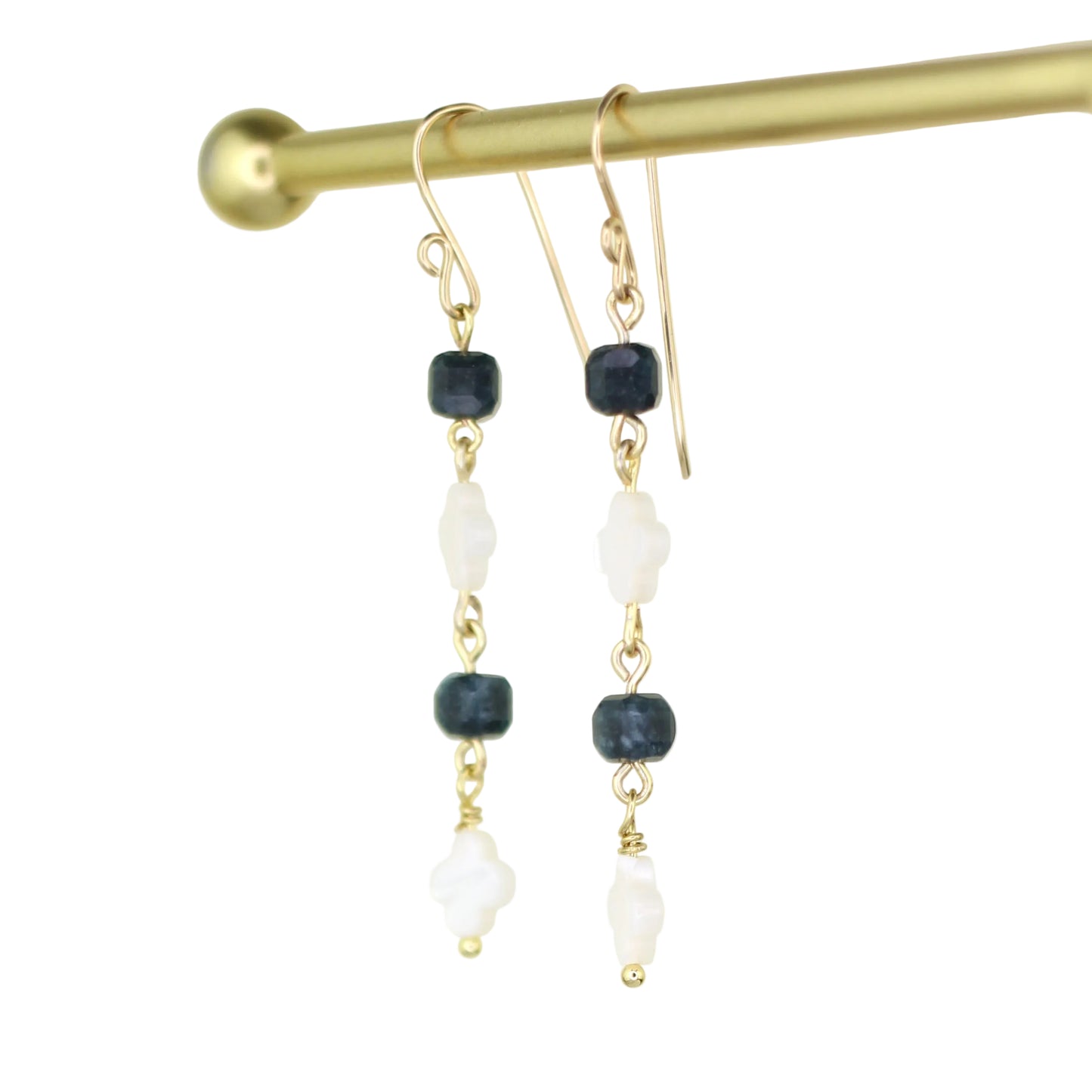 Mother of Pearl and Tourmaline Earrings - Navy