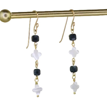 Mother of Pearl and Tourmaline Earrings - Navy