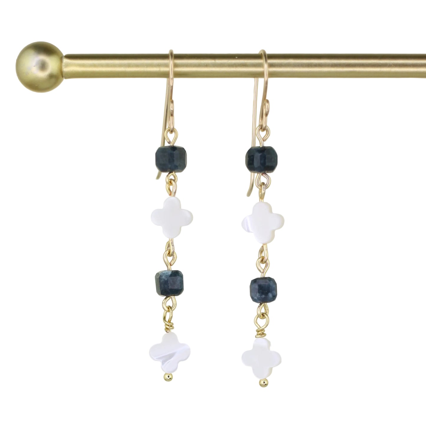 Mother of Pearl and Tourmaline Earrings - Navy
